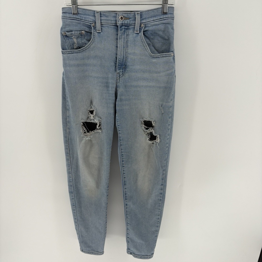 Levi's SilverTab Mom Jeans Women's 27x27 High Rise Distressed Light Wash Stretch